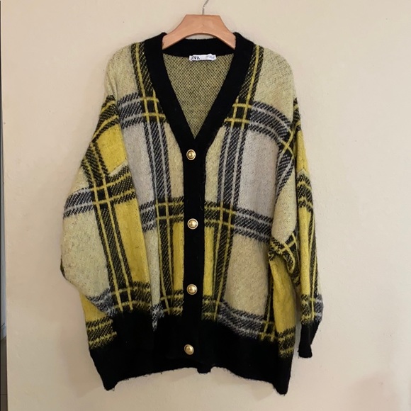 plaid oversized cardigan